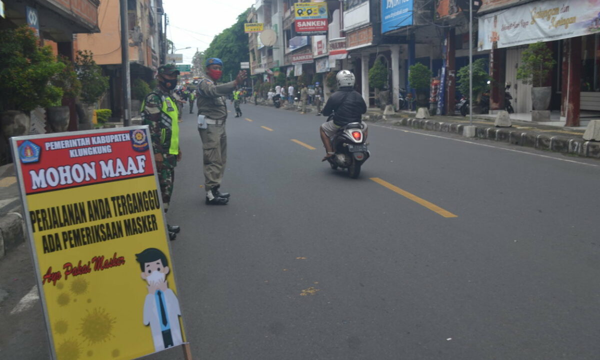 Tim Satgas Covid -19 KAB. Klungkung seksi pengamanan dan Penegakkan hukum, Gencar mengadakan sidak Masker.